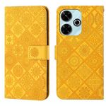 Per Redmi 13 4G Custodia per telefono in pelle con motivo in rilievo in stile etnico (giallo)