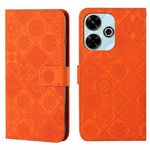 Per Redmi 13 4G Custodia per telefono in pelle con motivo in rilievo in stile etnico (arancione)