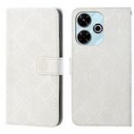 Per Redmi 13 4G Custodia per telefono in pelle con motivo in rilievo in stile etnico (bianco)