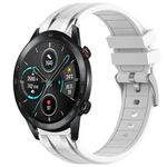 Per Honor Magic Watch 2 46mm 22mm Quick Release Silver Buckle Royal Silicone Watch Band (Bianco)