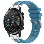 Per Honor Magic Watch 2 46mm 22mm Quick Release Fibbia Argentata Cinturino Orologio in Silicone Reale (Blu Mare)