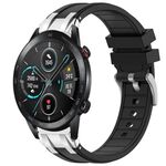 Per Honor Magic Watch 2 46mm 22mm Quick Release Silver Buckle Royal Silicone Watch Band (Nero)