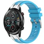 Per Honor Magic Watch 2 46mm 22mm Quick Release Silver Buckle Royal Silicone Watch Band (Blu cielo)