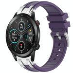 Per Honor Magic Watch 2 46mm 22mm Quick Release Fibbia Argentata Cinturino Orologio in Silicone Reale (Viola)