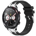 Per Honor Magic Watch 22mm Quick Release Silver Buckle Royal Silicone Watch Band (Nero)