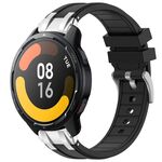 Per Xiaomi Watch S1 Active 22mm Quick Release Silver Buckle Royal Silicone Watch Band (Nero)