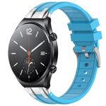 Per Xiaomi Watch S1 22mm Quick Release Silver Buckle Royal Silicone Watch Band (Celeste)