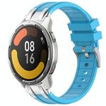 Per Xiaomi Watch Color 2 22mm Quick Release Silver Buckle Royal Silicone Watch Band (Celeste)