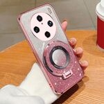 Per vivo X100 Pro Custodia per telefono in TPU con supporto rotondo glitterato sfumato placcato (rosa)