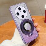 Per vivo X100 Pro Custodia per telefono in TPU con supporto rotondo glitterato sfumato placcato (viola)