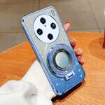 Per vivo X100 Pro Custodia per telefono in TPU con supporto rotondo glitterato sfumato placcato (blu Sierra)