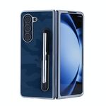 Per Samsung Galaxy Z Fold6 5G PC Hybrid PU Stand Custodia pieghevole per telefono con penna touch (blu)