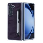 Per Samsung Galaxy Z Fold6 5G PC Hybrid PU Stand Custodia pieghevole per telefono con penna touch (viola)