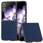 Per Xiaomi Mix Flip Custodia per telefono in PU con struttura in fibra di carbonio e cornice nera (blu)