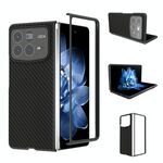 Per Xiaomi Mix Fold 4 Custodia per telefono in PU con struttura in fibra di carbonio e cornice nera (nera)