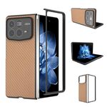 Per Xiaomi Mix Fold 4 Custodia per telefono in PU con struttura in fibra di carbonio e cornice nera (oro)