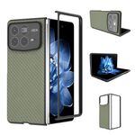 Per Xiaomi Mix Fold 4 Custodia per telefono in PU con trama in fibra di carbonio e cornice nera (verde)