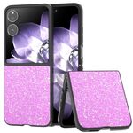 Per Xiaomi Mix Flip Custodia per telefono con glitter colorati con cornice nera (rosa scuro)