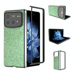 Per Xiaomi Mix Fold 4 Custodia per telefono con glitter colorati con cornice nera (verde scuro)