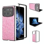 Per Xiaomi Mix Fold 4 Custodia per telefono con glitter colorati con cornice nera (viola rosa)