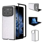 Per Xiaomi Mix Fold 4 Custodia per telefono con glitter colorati con cornice nera (bianca)