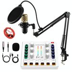 M8 Registrazione e canto Live Bluetooth Scheda audio Set, Colore: Bianco + Oro Auricolare Cantilever