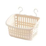 Cestino appeso in plastica con gancio, contenitore per cucina, cestello di scarico, organizer per bagno, colore: beige grande