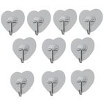 10 pezzi ganci trasparenti autoadesivi a forma di cuore per porta, parete, portachiavi multifunzione