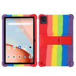Per Blackview Tab 70 Wifi 10.1 pollici Custodia antiurto in silicone per tablet con supporto, colore: arcobaleno