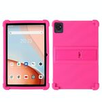 Per Blackview Tab 70 Wifi 10.1 pollici Custodia antiurto in silicone per tablet con supporto, colore: rosa rossa