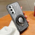 Per Samsung Galaxy S24+ 5G Custodia per telefono in TPU con supporto rotondo glitterato sfumato placcato (nero)
