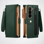 Per Samsung Galaxy Z Fold6 VIETAO RFID Portafoglio Custodia in Pelle per Telefono con Cinturino da Polso (Verde)