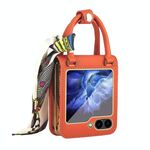 Per Samsung Galaxy Z Flip6 Guiya Series Borsa Design Custodia in Pelle per Telefono (Arancione)