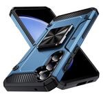 Per Samsung Galaxy S23 FE 5G Custodia antiurto in metallo con supporto per telefono (blu navy)