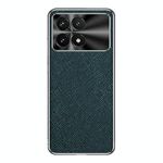 Per Redmi K70 Custodia per telefono in pelle PU con bordo argentato e texture incrociata (verde scuro)