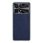 Per Redmi K70 Custodia per telefono in pelle PU con bordo argentato e texture incrociata (blu zaffiro)