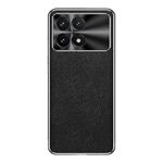 Per Redmi K70 Custodia per telefono in pelle PU con trama incrociata e bordo argentato (nero)