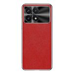 Per Redmi K70 Custodia per telefono in pelle PU con trama incrociata e bordo argentato (rosso)