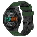 Per Huawei Watch GT 2E 22mm Cinturino in silicone bicolore con motivo a calcio (verde militare + nero)