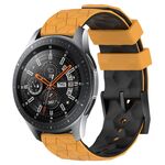 Per Samsung Galaxy Watch 46mm 22mm Cinturino in silicone bicolore con motivo a calcio (giallo + nero)