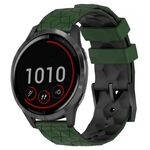 Per Garmin Vivoactive4 22mm Cinturino per orologio in silicone bicolore con motivo a calcio (verde militare + nero)