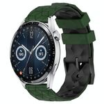 Per Huawei Watch GT3 42mm 20mm Cinturino in silicone bicolore con motivo a calcio (verde militare + nero)