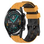 Per Huawei Watch GT2 42mm 20mm Cinturino in silicone bicolore con motivo a calcio (giallo + nero)