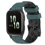 Per Garmin Forerunner Sq2 Cinturino per orologio in silicone bicolore da 20 mm con motivo a calcio (verde oliva + nero)