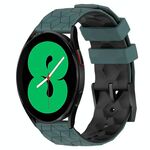 Per Samsung Galaxy Watch 4 44mm 20mm Cinturino in silicone bicolore con motivo a calcio (verde oliva + nero)