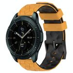 Per Samsung Galaxy Watch 42mm 20mm Cinturino in silicone bicolore con motivo a calcio (giallo + nero)