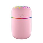 Umidificatore per tendone per auto da tavolo con umidificatore per luce ambientale USB a tazza colorata (Lucky Star Pink)
