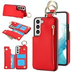 Per Samsung Galaxy S22+ 5G RFlD Custodia antifurto con cerniera a doppia fibbia e anello per telefono cellulare (rosso)