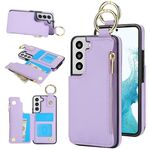 Per Samsung Galaxy S22+ 5G RFlD Custodia antifurto con cerniera a doppia fibbia e anello per telefono cellulare (viola)