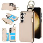 Per Samsung Galaxy S23 5G RFlD Custodia antifurto con cerniera a doppia fibbia e anello per telefono cellulare (bianco)